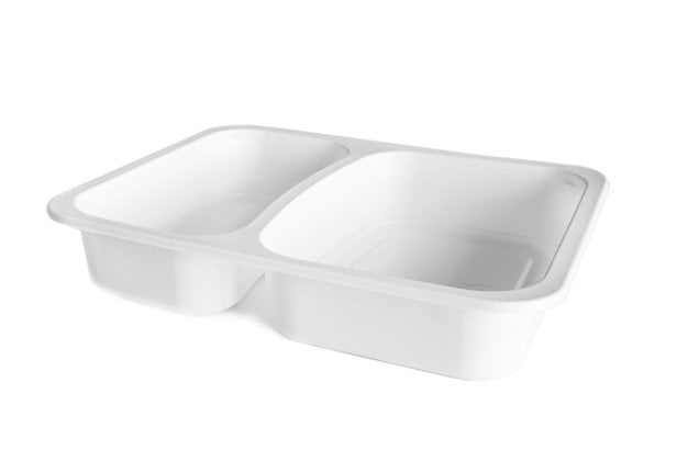 TS-227 İKİ BÖLMELİ PORSELEN BEYAZ PP YEMEK KABI