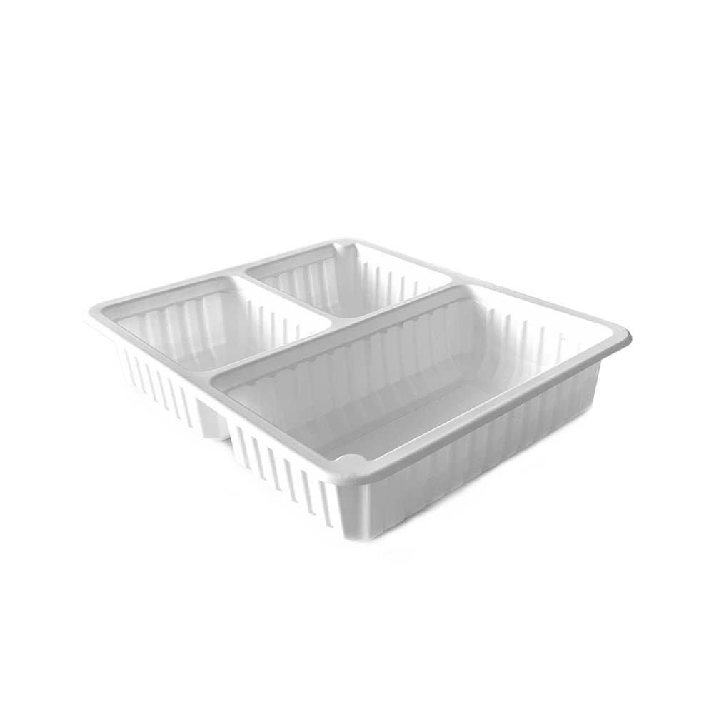 TS-235 3 BÖLMELİ PP YEMEK KABI PORSELEN BEYAZ