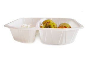 TS-215 PP PORSELEN BEYAZ İKİ BÖLMELİ YEMEK KABI