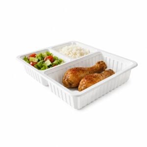 TS-235 3 BÖLMELİ PP YEMEK KABI PORSELEN BEYAZ